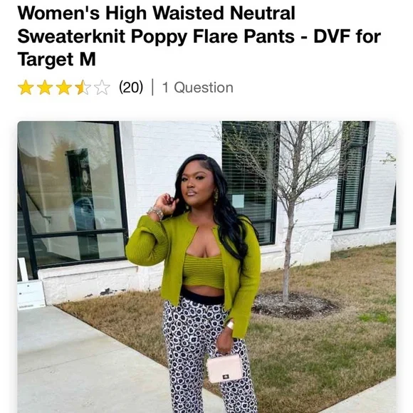 Women's High Waisted Neutral
Sweaterknit Poppy Flare Pants - DVF for
Target M - Picture 5 of 5